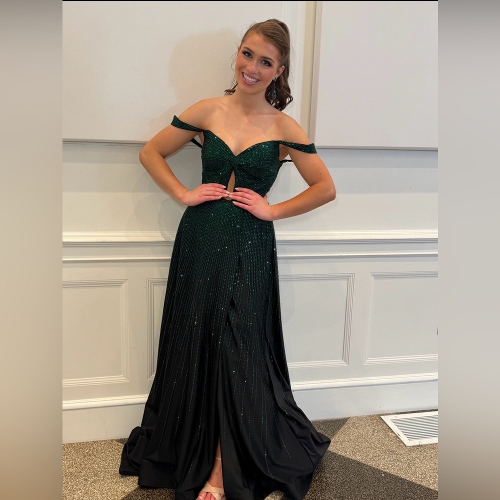 Sherri Hill Emerald and Black Prom Gown - altered to size 6
